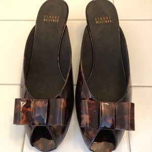 New! Stuart Weitzman Tortoise Patent Leather Mule